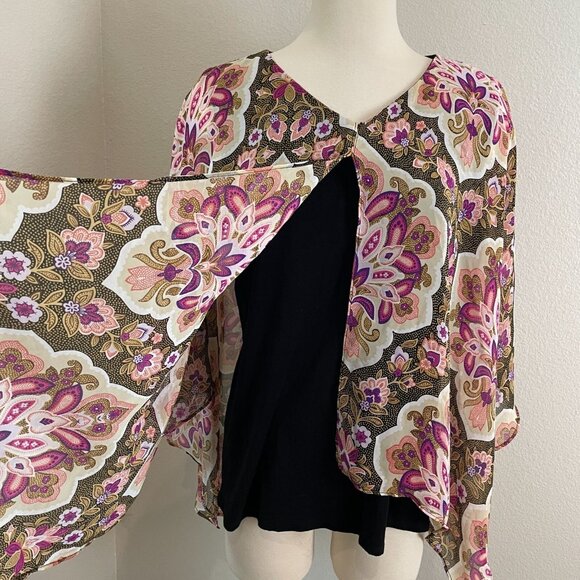 JM Collection Womens Plus 1X Top Poncho Overlay with Attached Tank Top Blouse - Picture 8 of 14